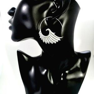 "Pretty Wings" White Brass Spiral Earrings